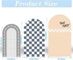 Set of 3 Racing Car Arch Backdrop Cover Track Checkered Spandex Stretchy Arch Cover for Boys Birthday Wedding Baby Shower Party Decoration (6ft,6.6ft,7.2ft,Two Fast) - Image 4