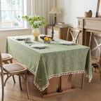 Sage Green Boho Crochet Lace Tablecloth Rectangle 60 x 102 Inch - Image 2