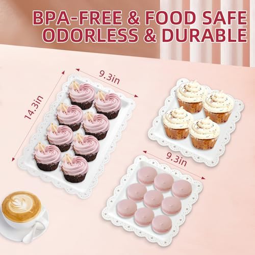 13PCS Cupcake Stand Set, 2-Tier Round & 3-Tier Square Trays, 4 Small Square + 4 Rectangle Platters, Tiered Dessert Display for Candy Cookies Cake Pops, Wedding Baby Shower Birthday Party Decorations - Image 6