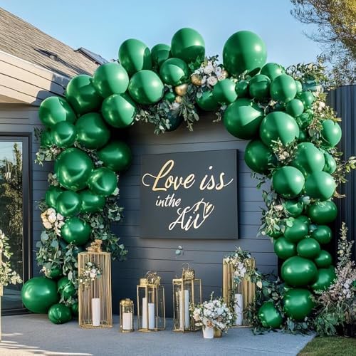 Green White Balloon Garland Double Stuffed Different Sizes 18/12/5in Pearl White Balloon Arch Kit For Wedding Birthday Chritmas Baby Shower Party Decorations - Image 3