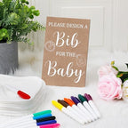 Panitay 43 Pcs Baby Shower Games Design a Bib, 12 Markers, Classic Style - Image 3