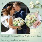 Tigeen 12 Bundles Artificial Flowers Bouquet Silk Peonies, White,Green - Image 5