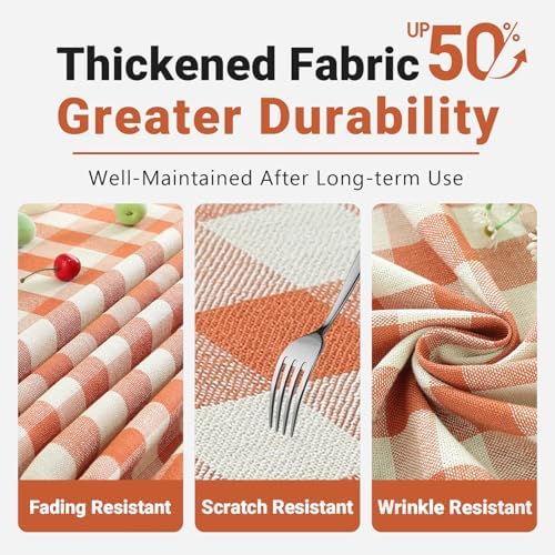 Laolitou Fall Thanksgiving Orange Oval Tablecloth Tassels, 60 x 102 Inch - Image 4