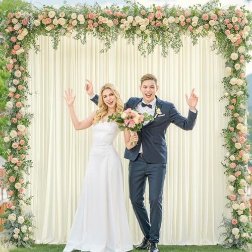 Ivory Backdrop Curtain 6 Panels-Wrinkle-Free Ivory Curtains Polyester Photography Drapes for Wedding Party Baby Shower Photo Background Decorations- 24 X10FT - Image 4