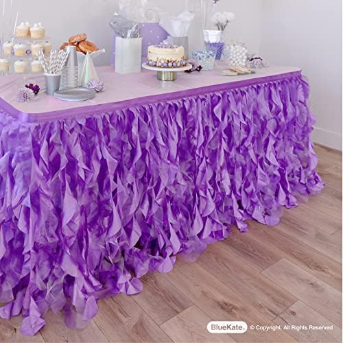 Willowy Purple Tutu Table Skirt 6ft with Double Layer Organza Willows for Unicorn Birthday Decorations for Girls, Baby Shower Decorations, Table Skirts for Rectangle Tables - Image 2