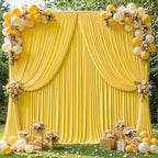 40x10ft Yellow Backdrop Curtains for Wedding Parties Wrinkle Free Photo Backdrop Drapes for Photography Birthday Baby Shower Soft Fabric Party Backgournd for Photoshoot 5x10ft, 8 Panels by Partisky