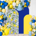FYSUIMU 3 Pcs Mediterranean Lemon Arch Backdrop Covers Yellow Blue Stretchy Spandex Arch Stand Fabric Cover for Amalfi Coast Wedding Birthday Party Decoration (4ft/5ft/6ft) by FYSUIMU