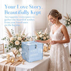 OASF&QPPTY Custom Wedding Card Box with Lock, Elegant Personalized Wedding Card Box for Reception, Graduation, Baby Shower - Secure PVC Money Box for Cards and Well Wishes, Elegant Party Table Decor - Image 3