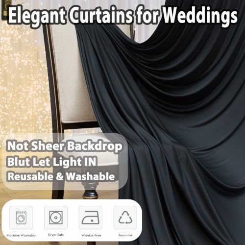 20×10 Black Curtains for Wedding Party Backdrop Decorations-4 Panel 5×10ft - Image 5