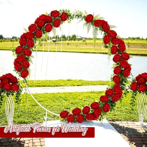Peonies Artificial Flowers Bulk, 4.7’’ 56 Pcs Fake Peonies -Dark Red - Image 5