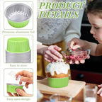 200 Pack Aluminum Cupcake Liners with Lids,Green,Plain - Image 2