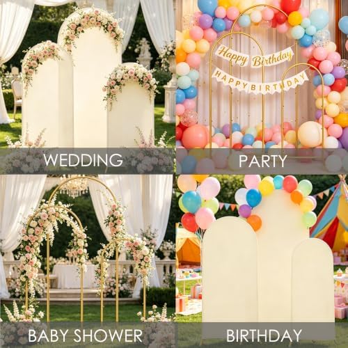 3 Metal Arch Backdrop Stands with Beige Covers, 4/5/6FT - Image 7
