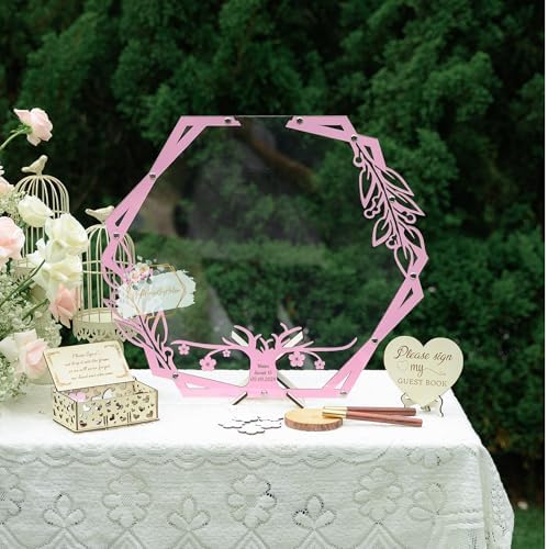 Personalized Wedding Guest Book Alternative, Cherry Blossom Drop Box Frame - Image 5