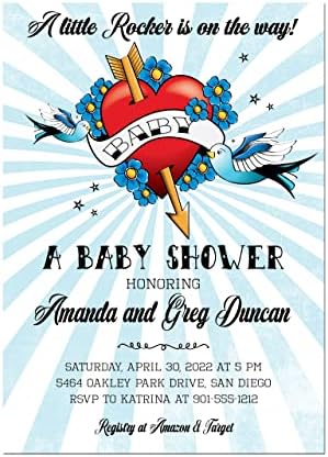 Rock and Roll Tattoo Baby Shower Invitation by Handmade