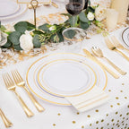 GATHER 176PCS White Gold Plastic Plates Disposable for Wedding Party - Image 3