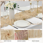 Sand 12 Pack 10FT Cheesecloth Table Runner 20 x 120 Inch Long Rustic Gauze Cheese Cloth Table Runner for Wedding Bridal Baby Shower Table Decorations Boho Fabric Sheer Birthday Party Table Decor - Image 3