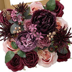 Serwalin Burgundy Purple Artificial Flowers, Silk Rose Flowers for Wedding by Serwalin