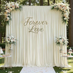gogoparti 50ft x 12ft Ivory Wrinkle-Free Backdrop Curtain for Wedding Parties, Thick Polyester 10 Panels 5x12ft for Wedding Birthday Baby Shower Halloween Photography Party Background - Image 5