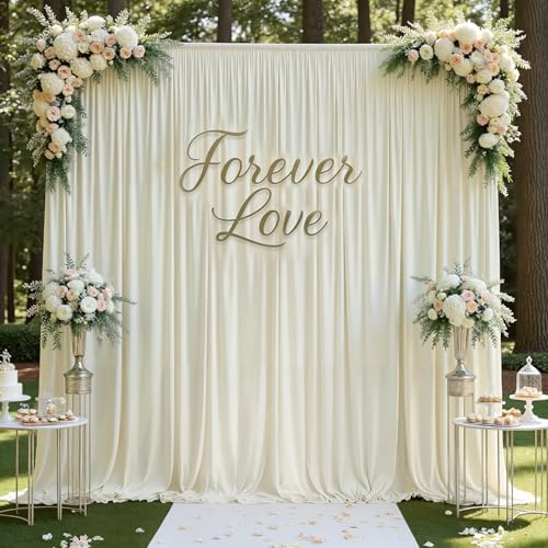 gogoparti 50ft x 12ft Ivory Wrinkle-Free Backdrop Curtain for Wedding Parties, Thick Polyester 10 Panels 5x12ft for Wedding Birthday Baby Shower Halloween Photography Party Background - Image 5