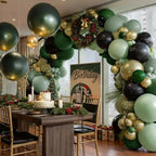 Green Gold Balloon Garland, Double Stuffed Black Gold Dark Emerald Forest Sage Green Balloon Arch Kit for New Year Graduation Baby Shower Jungle Birthday Woodland Party Decorations - Image 7