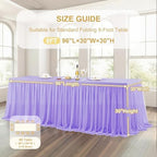 Wish Care 2 Pack Lavender Tulle Tablecloth for 8 Foot Rectangle Tables Stretch Fitted Rectangular Table Cloth Purple Wrinkle Free Ruffle Table Covers Tutu Skirt for Wedding Birthday Party Baby Shower - Image 5