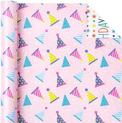 WRAPAHOLIC Jumbo Reversible Birthday Wrapping Paper - 30 Inch x 100 Feet Jumbo Roll - Pink Happy Birthday Wrapping Paper for Girls, Kids, Baby Shower - Image 3