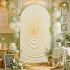 7.2FT Beige Arch Cover - Stretchy Fitted Arch Backdrop Cover for Round Top Chiara Backdrop Stand for Wedding Baby Shower Birthday Party Bridal Shower Decorations - Image 2