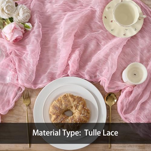 3 Pack Pink Cheesecloth Table Runners, 120 Inch 10Ft Blush Pink Gauze Table Runner for Wedding Birthday Party Baby Shower Decorations - Image 4