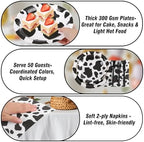 400 Pcs Disposable Black Cow Print Tableware Set for 50 Guests - Image 6