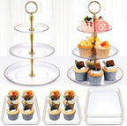 6 Pcs Cake Dessert Display Stand Set with Tray, Gold-rim by Yiyiring
