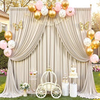50x12 ft Beige Backdrop Curtains for Weddings Parties, Birthdays and Photos - Image 5