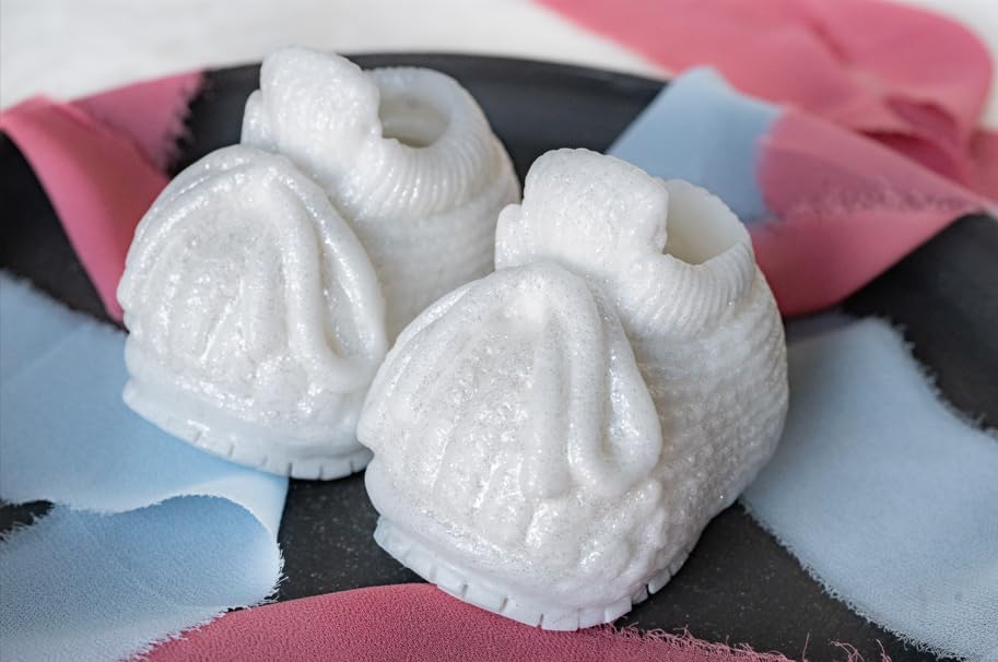The Original Peek-a-Booties Gender Reveal Candles - Pregnancy Announcement, Gender Reveal Gifts, Cake Topper, Baby Keepsake - White Baby Bootie Candles with Hidden Pink Hearts (1 Set is 2 Booties) by Unknown