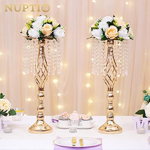 NUPTIO Flower Balls Wedding Table Centerpieces, Peachy Champagne & White - Image 3