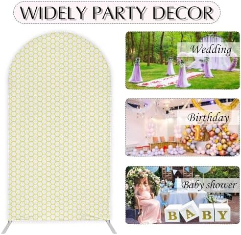 Yellow Honeycomb Arch Backdrop Cover 5FT Hexagon Beehive Stretchy Spandex Arch Stand Cover for Birthday Baby Shower Ceremony Wedding Party Decoration (Only Cover) - Image 5