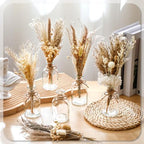 Nuanchu 10 Pcs Dried Pampas Grass Centerpiece with 10 Glass Vase, Rope - Image 4