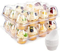 12 Count x 20 Sets Cupcake Carrier With 240 Pack Liners, Stackable Plastic Cupcake Containers Boxes Holder with Tall Dome Lid, Disposable Cupcake Storage Trays by Unknown