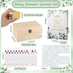 150Pcs Baby Shower Games Kit, 52 Blank Wooden Baby Shower Blocks 24 Acrylic Paint Marker 1 Wooden Sign 1 Storage Box and 72 Templates for Baby Shower Decorations - Image 2