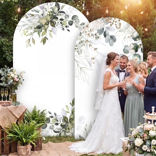 Mindsoft 2 Set Sage Green Floral Arch Backdrop Cover Stretchy 7.2ft 6.6ft - Image 5