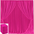 30x10ft Hot Pink Backdrop Curtain for Wedding Parties Wrinkle Free Fabric Fuchsia Drapes Backdrop Decoration for Baby Shower Birthday Photography Decoration 6 Panels, 5ft x 10ft by Gogoparti