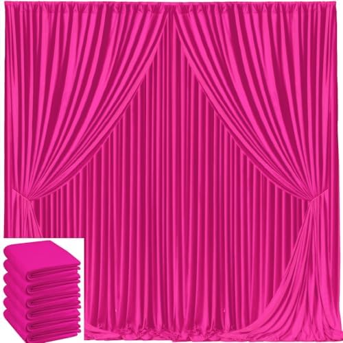 30x10ft Hot Pink Backdrop Curtain for Wedding Parties Wrinkle Free Fabric Fuchsia Drapes Backdrop Decoration for Baby Shower Birthday Photography Decoration 6 Panels, 5ft x 10ft by Gogoparti