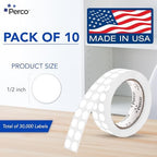 Perco White Perforated Round Circle Dot Sticker 1/2-Inch Labels — 10 Rolls, 30,000 Stickers - Pricing, Barcodes, Labeling for Write-On Dots, SKUs, Dates & Small Item Tags, Strong Adhesive—Made in USA - Image 2