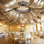4 Panels 5ft(W) x 20ft(L) Champagne Backdrop Curtain for Wedding Parties by PartyVillage