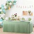 Wish Care 6 Pack Sage Green Spandex Table Clothes for 6 Foot Rectangle Tables, 6FT Wrinkle Free Fitted Tablecloths Ruffles Design Table Cloth for Party, Banquet, Wedding and Events - Image 7