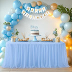 HB HBB MAGIC Baby Blue Tablecloths 8 Foot Rectangle Tulle Table Skirt Rectangle Tables 8ft Fitted Spandex Table Covers Light Blue Tablecloth - Image 4