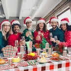 Funnymoom 452 Pcs Red and Green Christmas Buffalo Plaid Party Supplies for 50, Scalloped Christmas Gingham Plaid Paper Plates Napkins Cups Tablecloth Cutlery Straws for Rustic Holiday Party Decoration - Image 5