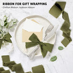 9 Rolls Olive Green Chiffon Ribbon, 1.5" x 63Yd Frayed Fringe Silk Ribbons for Wedding Invitations, Bridal Bouquets, St. Patrick's Day Gifts Wrapping, Decorations - Image 6