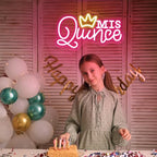 Mis Quince Neon Sign for Wall Decor, Dimmable LED Sign Neon Lights for Bedroom Quinceanera Christmas Birthday Party Room Decoration Gift for Girl Kid lover 15.7 * 9 Inch - Image 6
