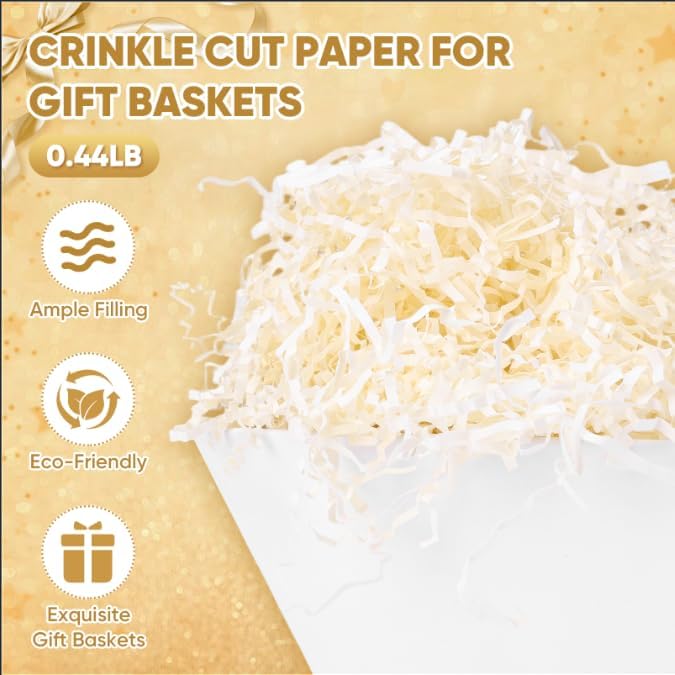 5 Pack Baskets For Gifts Empty, 10x12” White Gift Basket Kit with Clear Bags Gold Bows 200g Crinkle Cut Paper Empty Gift Baskets to Fill Large Gift Baskets for Christmas, Birthdays, Holidays, Weddings - Image 5