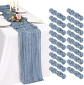 18 Pack Cheesecloth Table Runner 10FT Dusty Blue Table Runner Boho Gauze Cheese Cloth Table Runners Long Rustic Sheer Table Decorations for Wedding Party Baby Bridal Shower Birthday Holiday Home by Showgeous