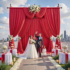 12ft x 10ft Red Backdrop Curtains for Parties, Wrinkle Free 2 Panels Photo Backdrop Drapes Back Drop Cloth for Wedding Birthday Photography Background Decor - Image 5